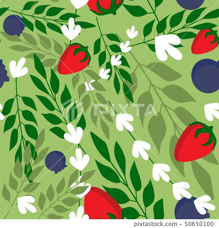 Wild strawberry and Herbal leaves seamless pattern - Stock Illustration ...