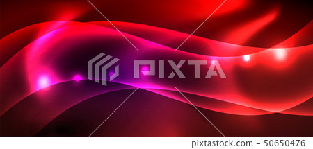 Glossy glowing neon light wave background 50650476