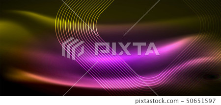 Neon square shapes lines on glowing light background 50651597