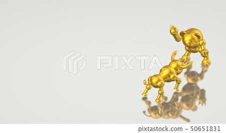 The 3d rendering bull and bear business content. 50651831