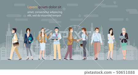 People wearing protective face masks with smoke. 50651888