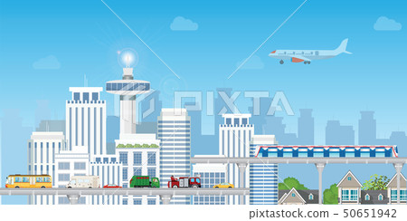 Modern City With Highway Road And Subway train Modern City With Highway Road And Subway train 50651942