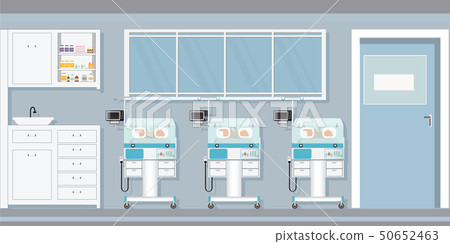Child care newborn baby inside infant incubators 50652463