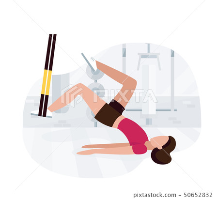 Fit woman working out on trx doing bodyweight glute exercises with bridge hip raise butt leg 50652832