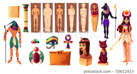 Egyptian gods Thoth and Hathor. Ancient attributes 50652923