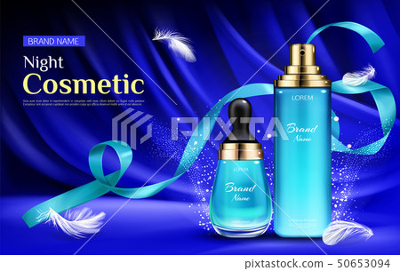 Night cosmetic beauty cream bottles promo banner 50653094