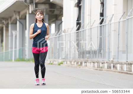 Young Japanese Woman Running Jogging Sport 50653344