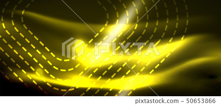 Neon square shapes lines on glowing light background 50653866