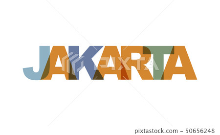 Jakarta, phrase overlap color no transparency. Jakarta, phrase overlap color no transparency. 50656248