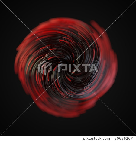 red strings growing and twisting on air. 3d illustration with black background 50656267