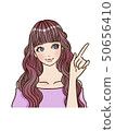 Woman to introduce with index finger 50656410