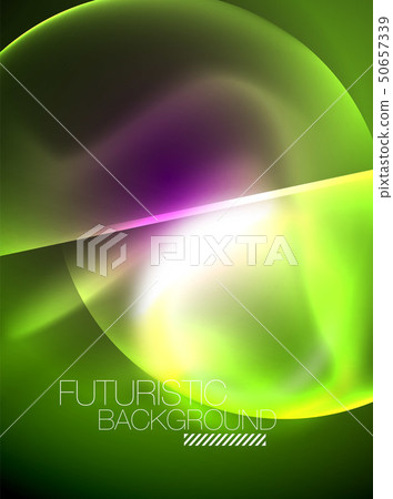 Blurred neon glowing round shapes, abstract circles and lights 50657339