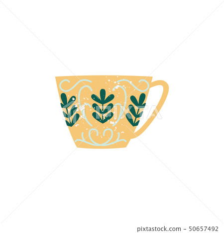 Vector flat ceramic crockery cup decorated icon 50657492