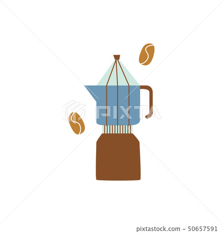 Percolator or geyser coffee maker in flat cartoon style 50657591