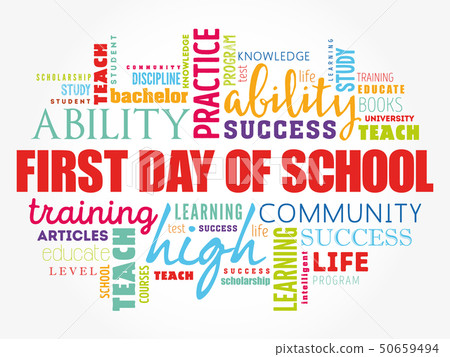 First day of school word cloud collage - Stock Illustration [50659494 ...