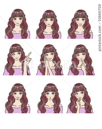 女性的面部表情模式 50660709