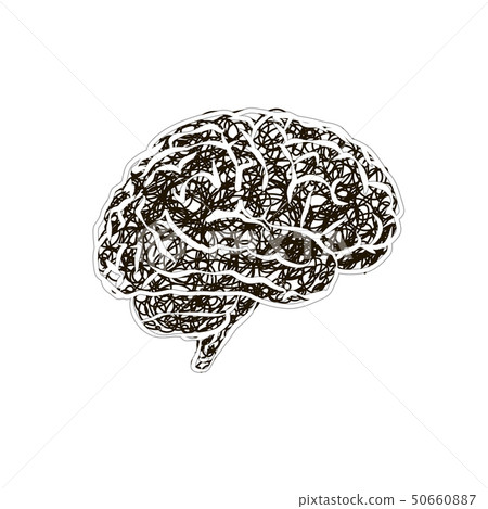 Human brain with messy hatching, stress concept on Human brain with messy hatching, stress concept on 50660887