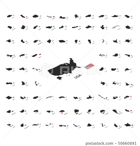 Large set of black silhouettes of world sovereign Large set of black silhouettes of world sovereign 50660891