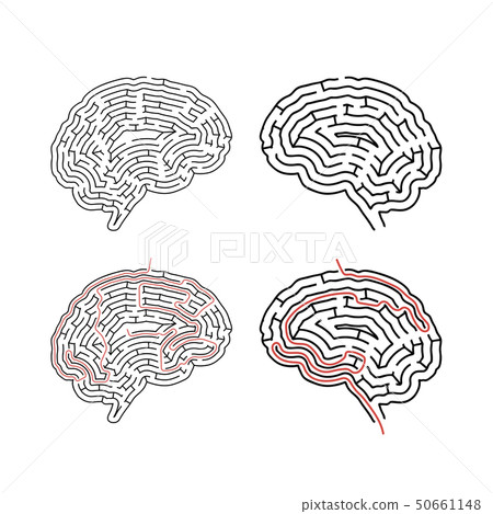 Two complicated mazes in brain shape, labyrinths Two complicated mazes in brain shape, labyrinths 50661148