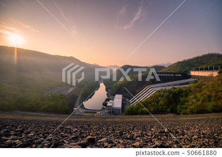 Srinakarin dam with hydro power plant on tropical 50661880