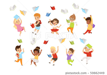 Flat vector set of cartoon children characters... - Stock Illustration  [50662449] - PIXTA