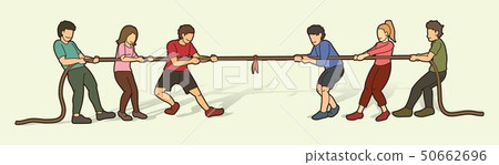 Children playing tug of war cartoon graphic vector Children playing tug of war cartoon graphic vector 50662696
