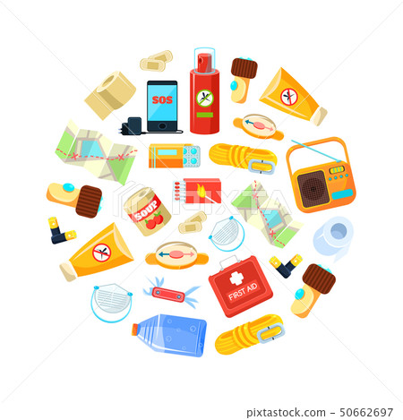Wilderness Survival Kit, Travel Necessities in Circular Shape, First Aid Kit, Map, Canned Food Wilderness Survival Kit, Travel Necessities in Circular Shape, First Aid Kit, Map, Canned Food 50662697