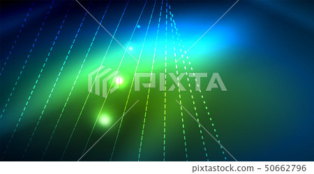 Color Neon Lights With Waves Abstract Background Stock