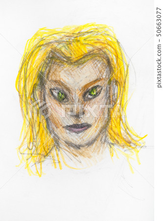 portrait of catwoman with yellow hair by pencils 50663077