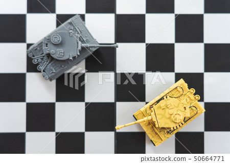 Tank model on the back Negotiating in business. as 50664771