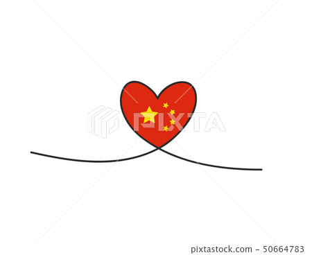 Love with hearts in continuous drawing lines in a flat style in continuous drawing lines and hinese Love with hearts in continuous drawing lines in a flat style in continuous drawing lines and hinese 50664783
