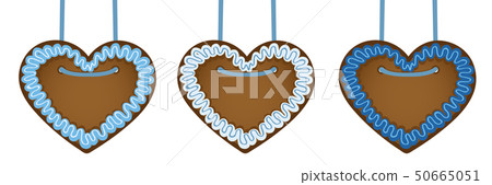 set of gingerbread hearts in blue colors set of gingerbread hearts in blue colors 50665051