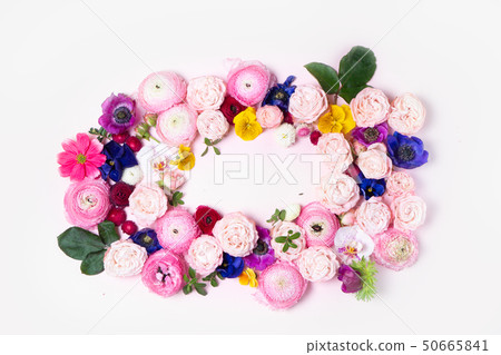 Flowers flat lay composition Flowers flat lay composition 50665841