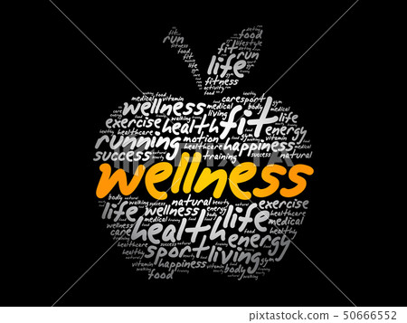 Wellness apple word cloud collage Wellness apple word cloud collage 50666552