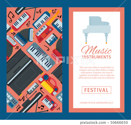 Music keyboard instrument playing synthesizer equipment banner design vector illustration. Harmony 50666650