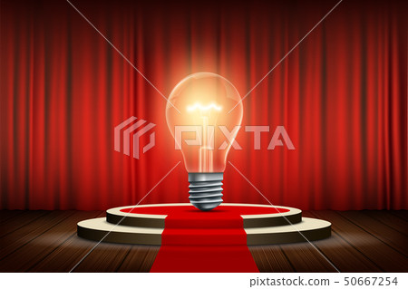 Light bulb stands on the stage with a curtain and Light bulb stands on the stage with a curtain and 50667254