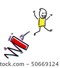 Illustration of a happy man that jumps up high. 50669124