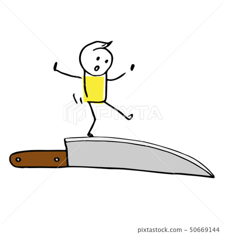 Creative colorful illustration walking on a knife blade. 50669144