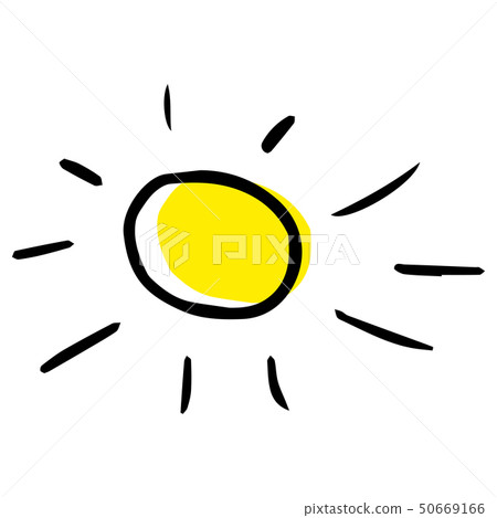 Modern vector hand drawing of a sun in childish style. Modern vector hand drawing of a sun in childish style. 50669166