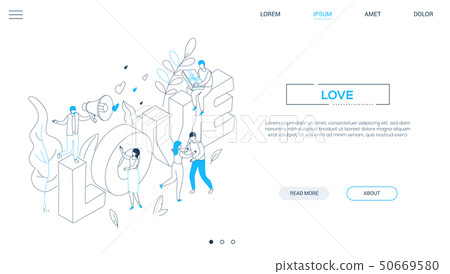 Valentines Day - line design style isometric web banner Valentines Day - line design style isometric web banner 50669580