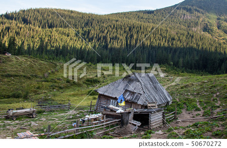 Shepherds' house in the Ukrainian Carpathians Shepherds' house in the Ukrainian Carpathians 50670272