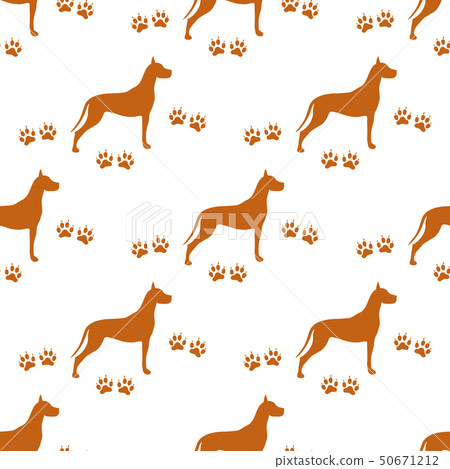 Seamless pattern with dog and dog tracks Seamless pattern with dog and dog tracks 50671212