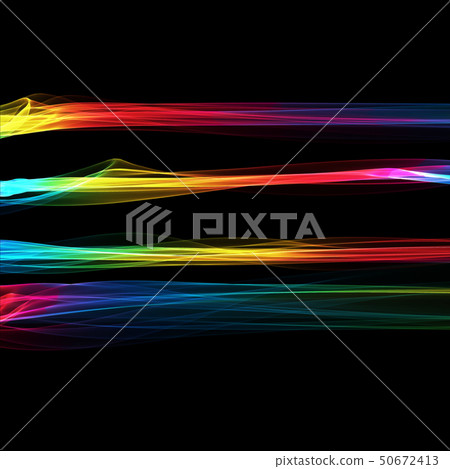 Set of abstract rainbow smoke fire brushes over black background. Wavy elegant collection elements Set of abstract rainbow smoke fire brushes over black background. Wavy elegant collection elements 50672413