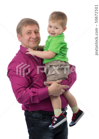 portrait of a father with a 3-year-old son 50672501