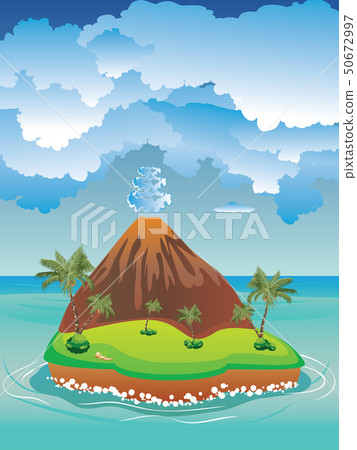 Cartoon Volcano Island Cartoon Volcano Island 50672997