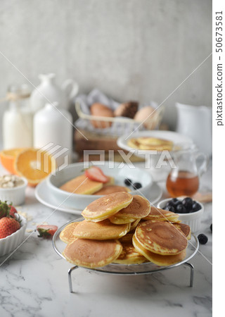 A stack of pancake.Breakfast menu, top view 50673581
