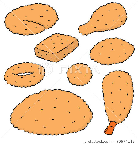vector set of fried food 50674113
