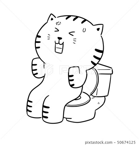 vector of cat using flush toilet 50674125