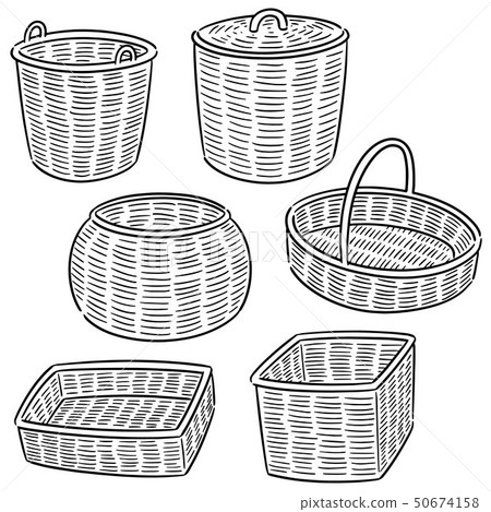 vector set of wicker basket 50674158