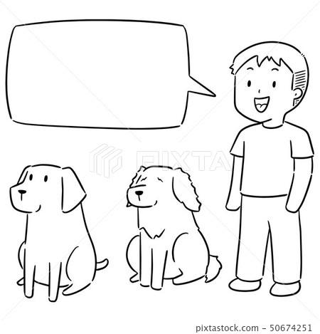 vector set of man and dog vector set of man and dog 50674251